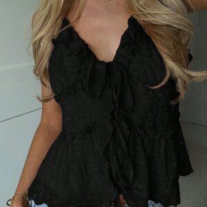 Black Casual Women's Knit Tank Top Blouse